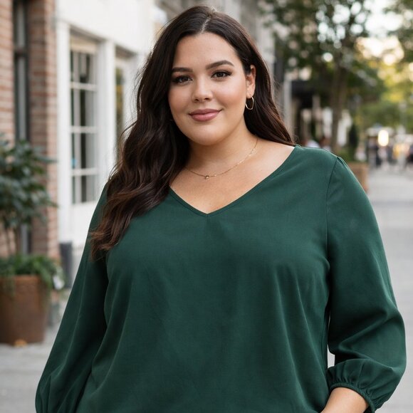 NWT Ryan Wythe Blouse Women’s Green Bow Cutout 3/4 Sleeve Top 2X - Picture 1 of 16